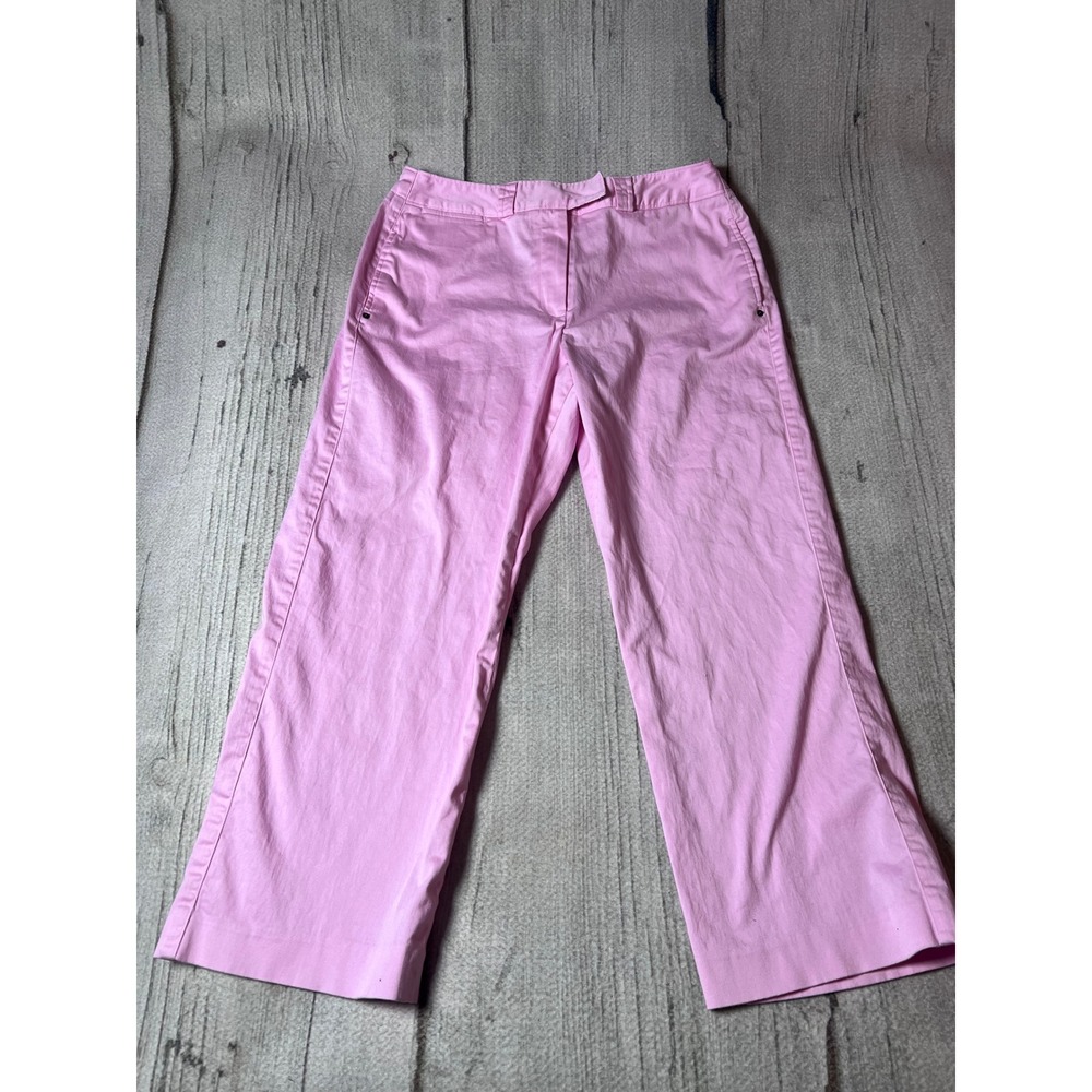 Larry Levine Y2K Wide Leg Crop Pants‎ Womens 6 Pink Cinch Back Barbiecore Preppy